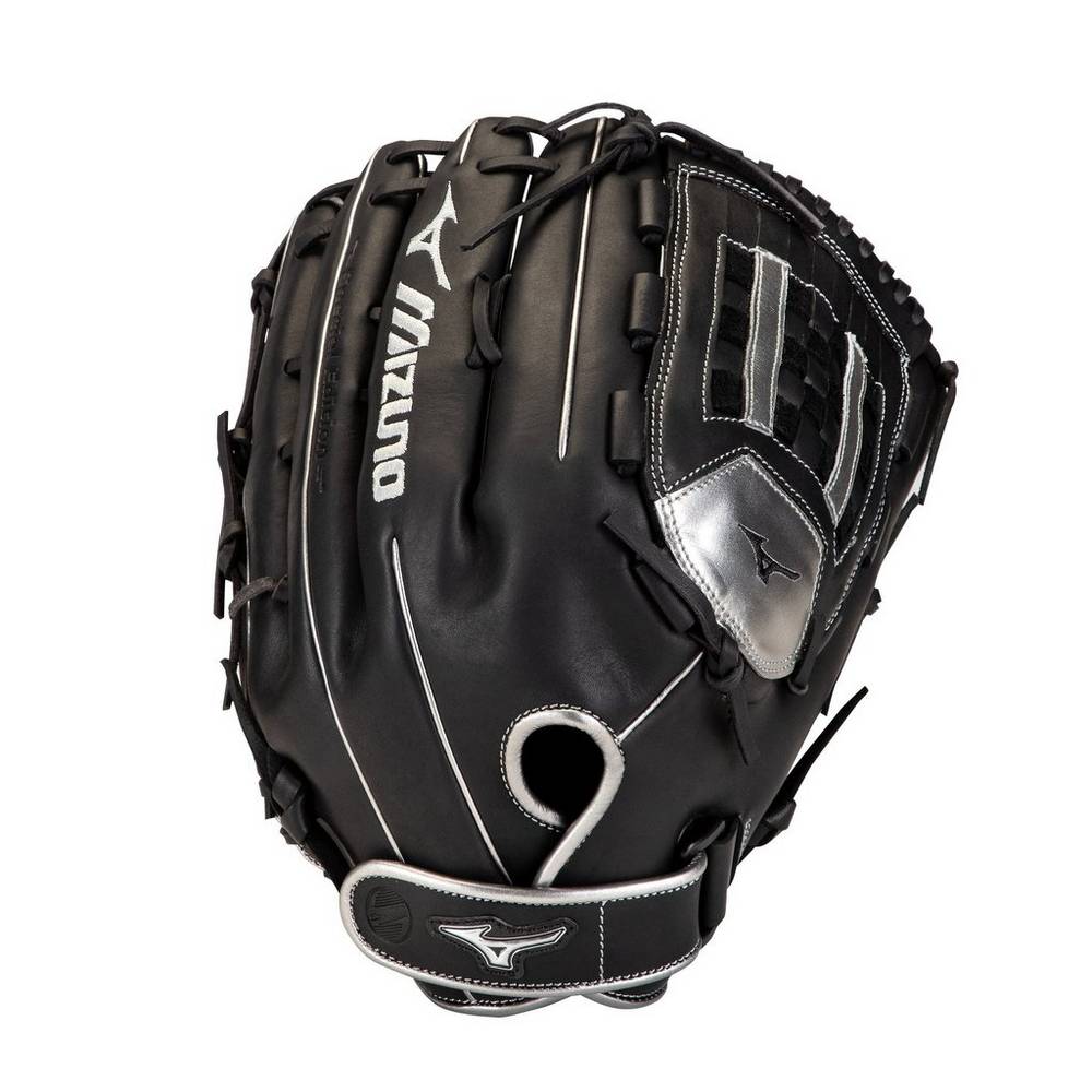 Mens Mizuno MVP Prime SE Slowpitch 14" Softball Gloves Black/Silver Philippines (AOCDML345)